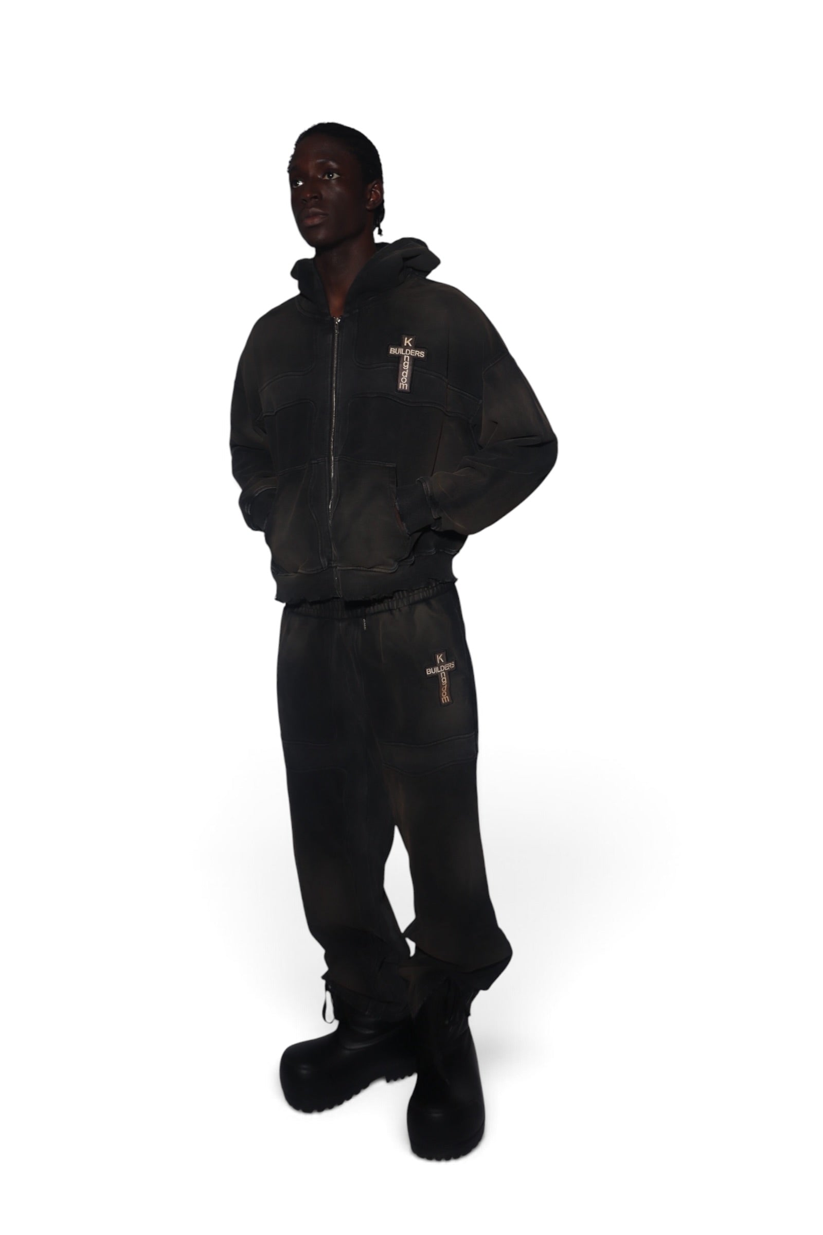 Black Crossfade Zip Hoodie